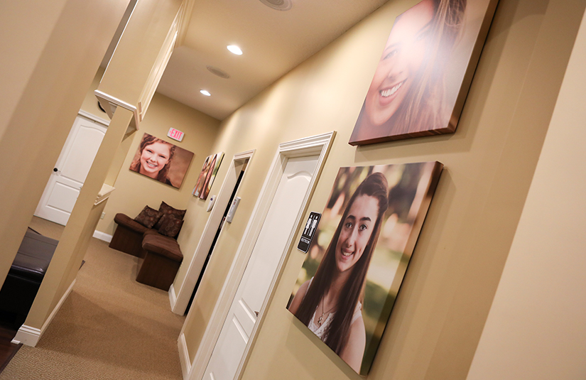 Hallway with real patient images